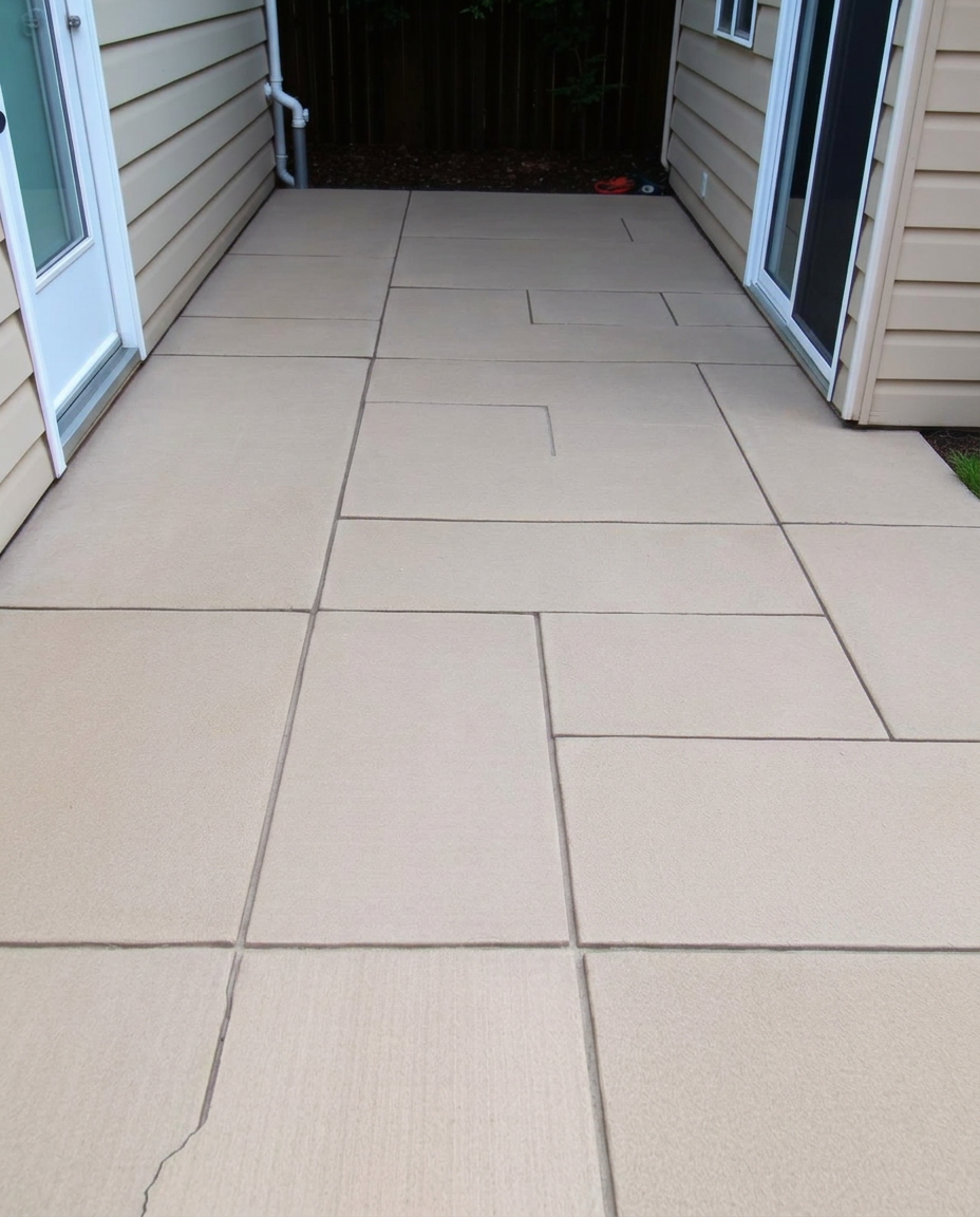 Same residential patio surface after professional cleaning
