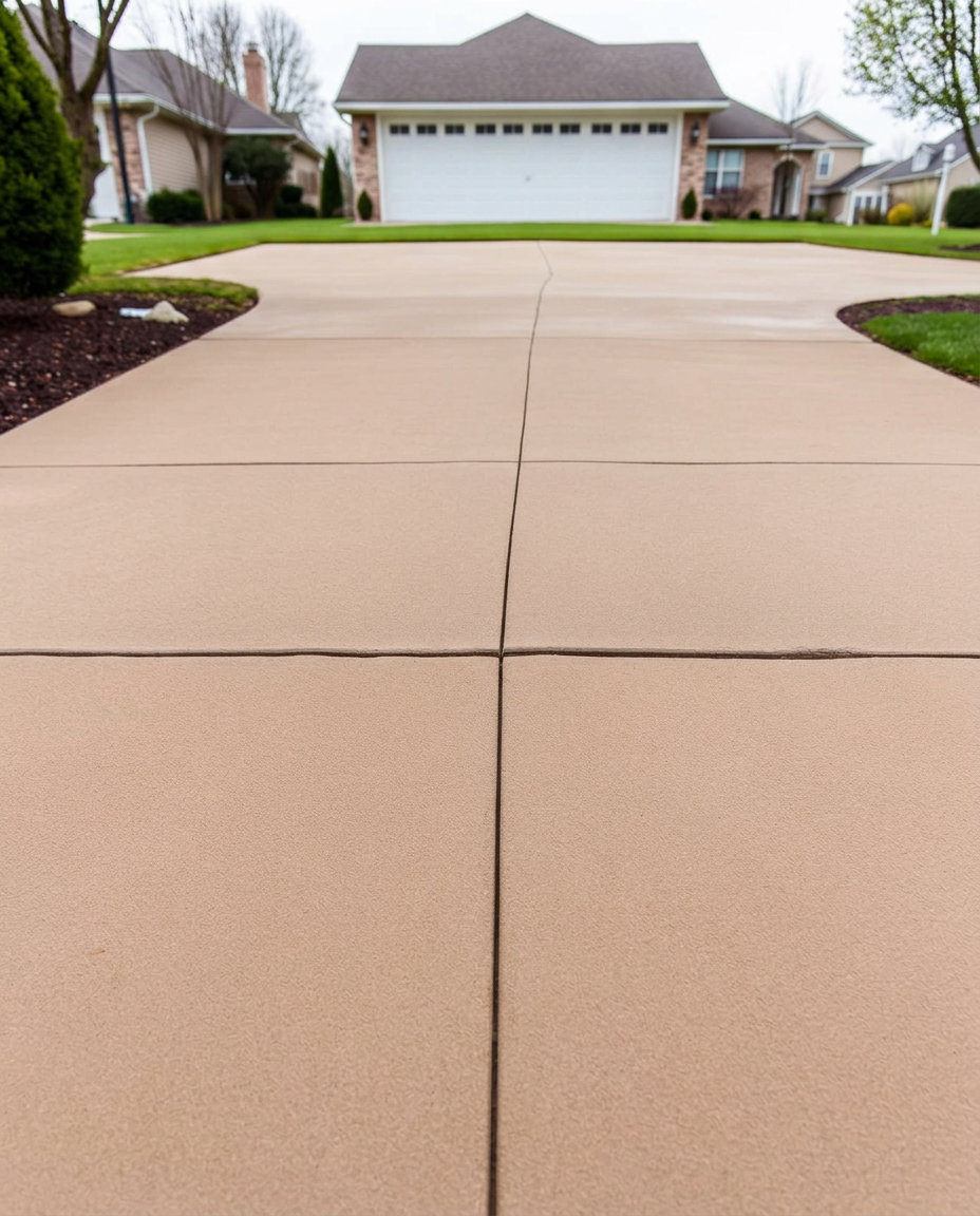 Same residential driveway after professional cleaning