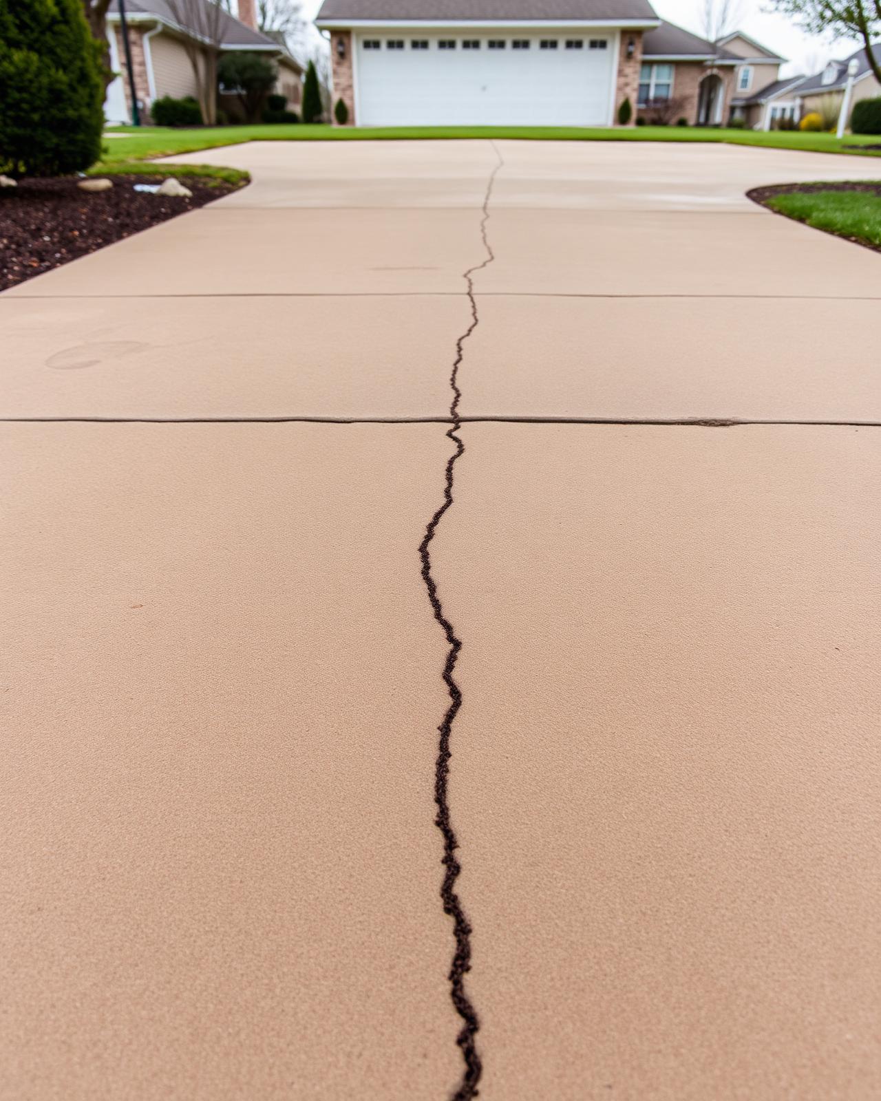 Dirty residential driveway before professional cleaning