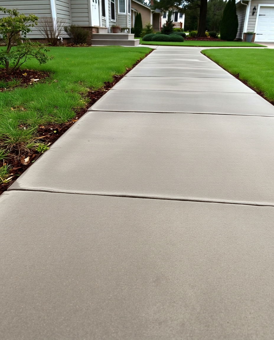 Same sidewalk after professional surface cleaning